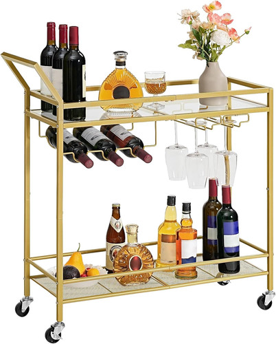 Hoobro drinks trolley gold - drinks,