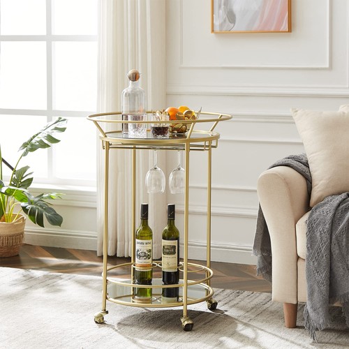 Round drinks trolley gold - trolley,