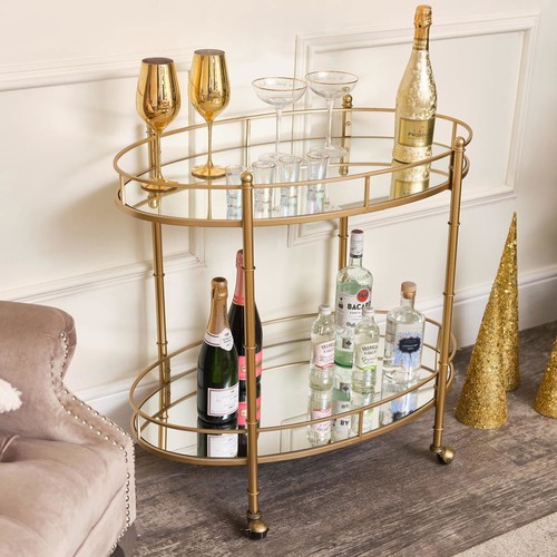 Gold mirrored oval - oval, drinks