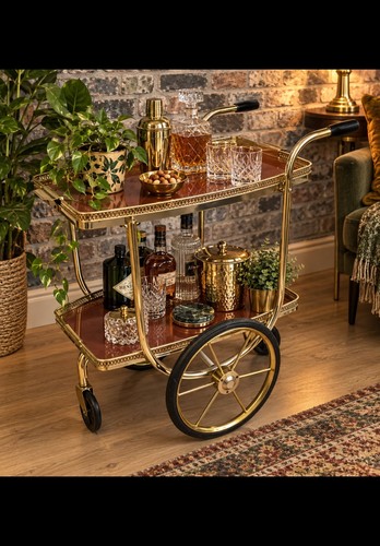 Vintage gold drinks - drinks, trolley