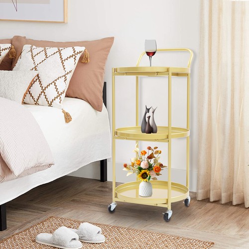 Tier gold rolling bar cart - 3-tier,